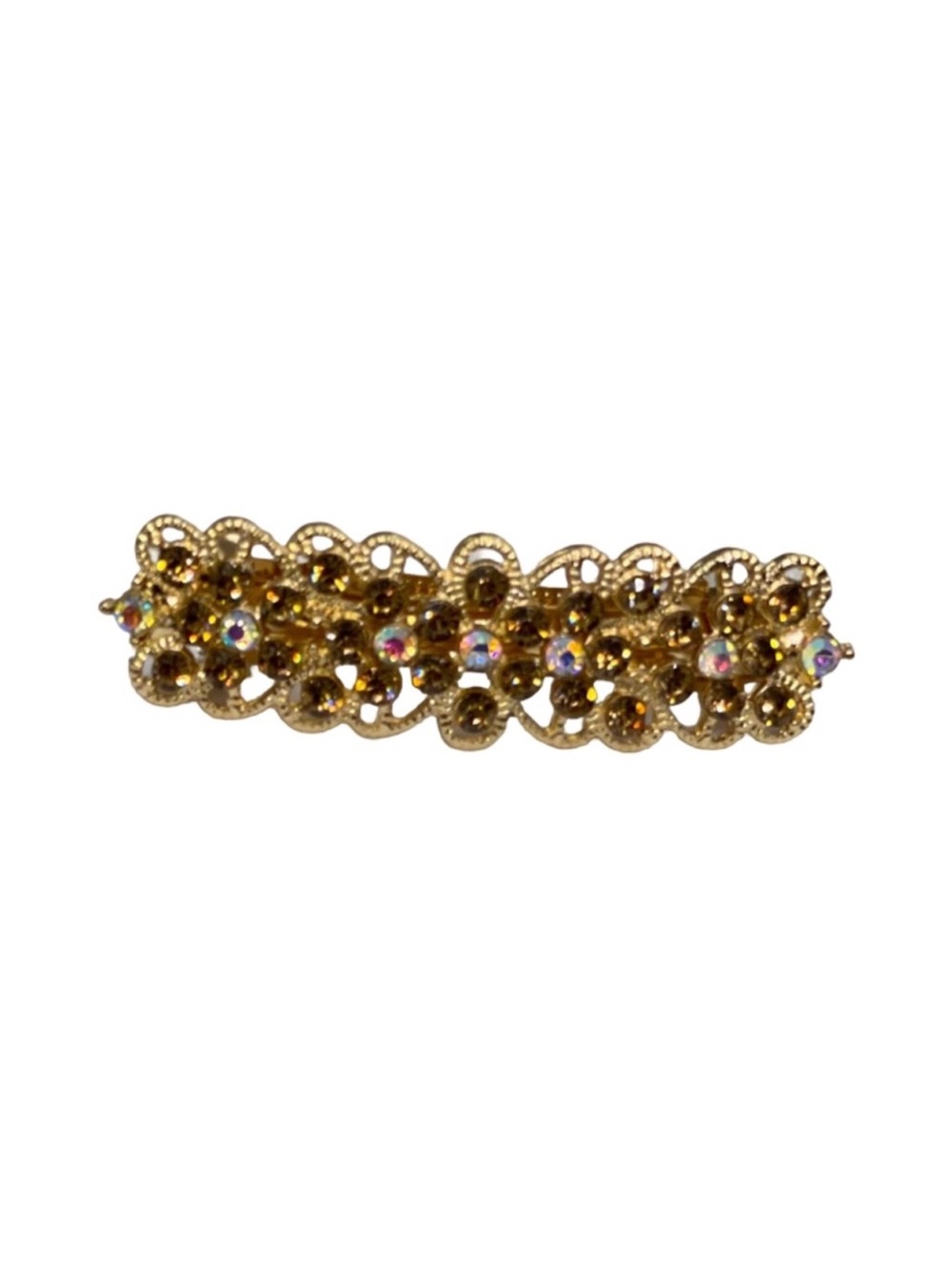 Gold Crystal Barrette Hair Clip  3” FINAL PRICE DROP